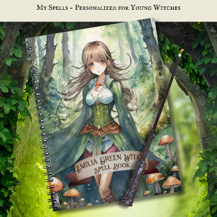Adolescent Verte sorcière Spells Livre Grimoire