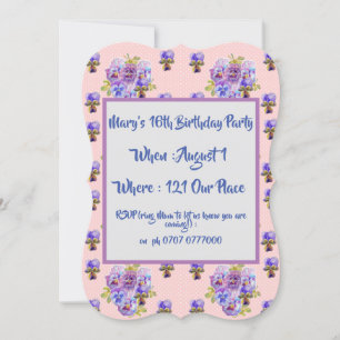 Adolescentes Filles Rose Floral Invitation Anniver