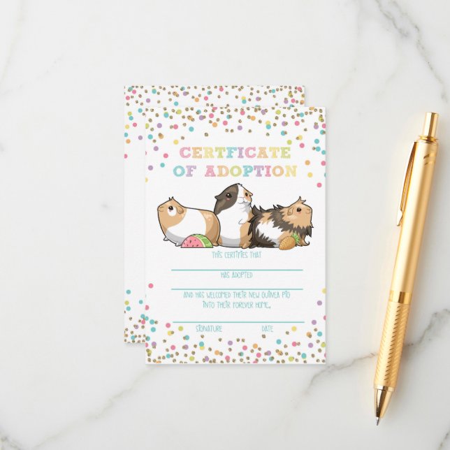 Adopter un certificat d'adoption pour le porc de G (Devant/Arrière en situation)