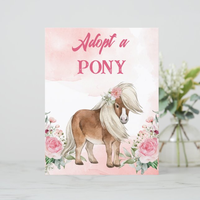 Adopter un poney signe fleurs roses mignonette che (Debout devant)