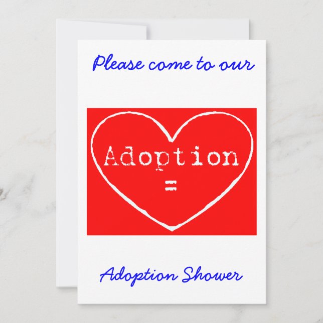 Adoption = Amour Blanc sur invitation à la douche  (Devant)