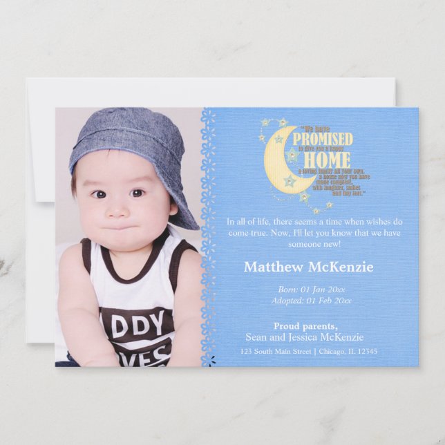 Adoption Boy Faire-part (Devant)