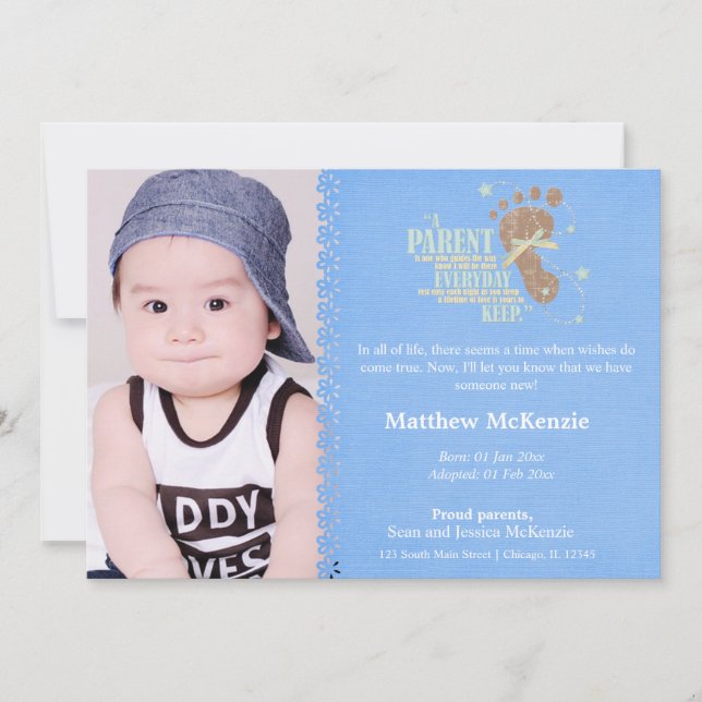 Adoption Boy Faire-part (Devant)