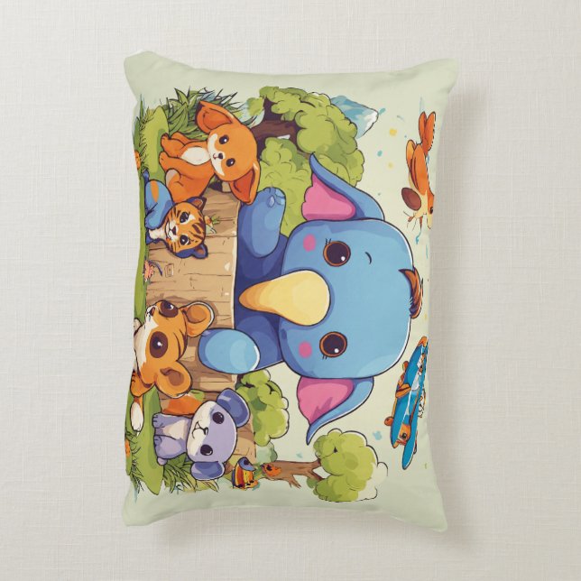 "Adorable Animal Friends Coussin : (Dos(Vertical))
