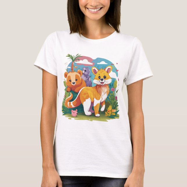 Adorable Animal Parade – Kids’ Playful T-Shirt Des (Devant)