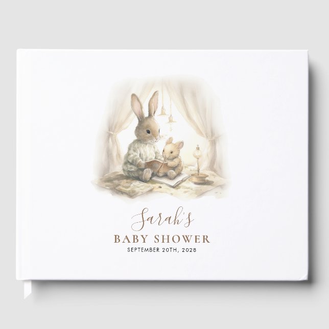 Adorable Aquarelle Bunny Baby shower livre d'or (Recto)
