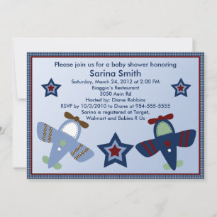Adorable Avion / Aviateur Baby Shower Invitations