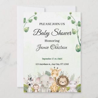 "Adorable Baby Shower Invitations avec des animaux