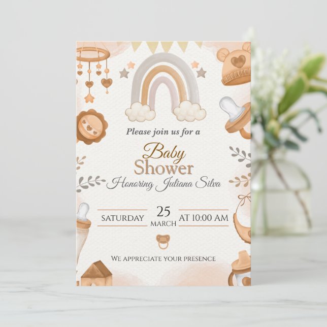 Adorable Baby Shower Invitations avec une eau douc (Debout devant)
