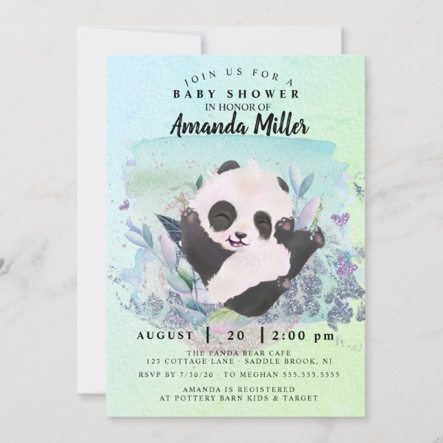 Adorable Baby shower Ours Panda Invitation (Devant)