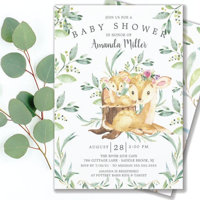 Adorable bébé cerf et maman Baby shower Invitation (Créateur téléchargé)