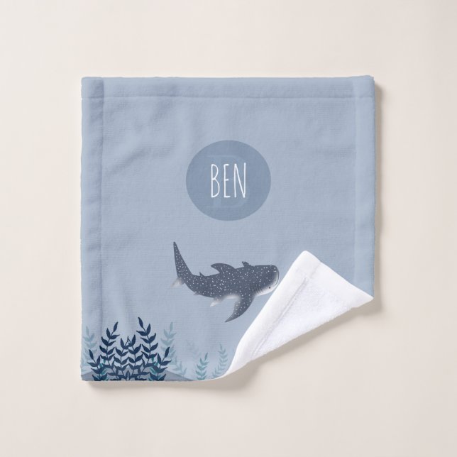 Adorable Blue boys Under the Sea Whale Shark (Gant de toilette)