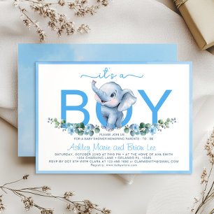Adorable Blue Elephant Baby shower Invitation - Cu