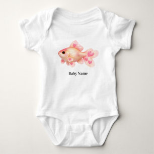 Adorable Body Bébé Personnalisé Poisson Rouge Rose