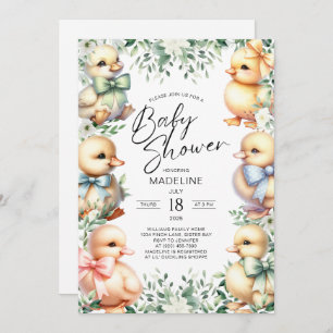 Adorable Canard vert Baby shower Invitation
