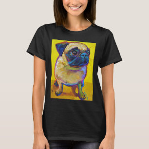Adorable Carlin chiot sur T-shirt classique jaune