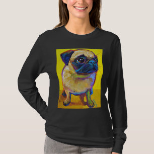 Adorable Carlin chiot sur T-shirt classique jaune 