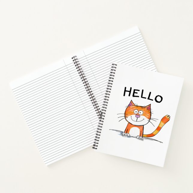 Adorable Carnet chat "Hello" (Intérieur)