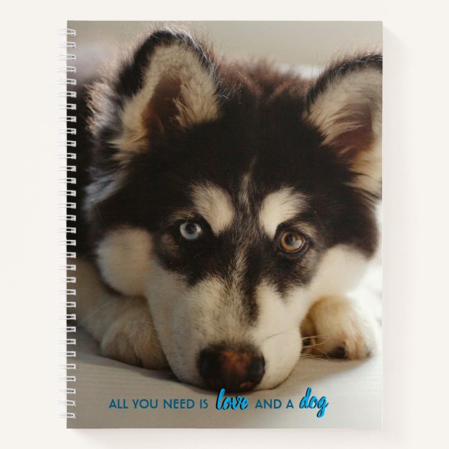 adorable carnet de chiot husky, pleine taille (Devant)