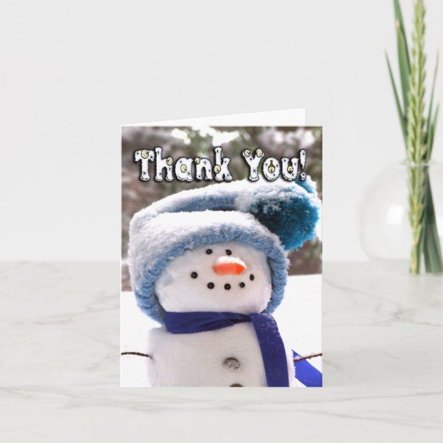 Adorable carte de note Remerciement Snowman fait m (Devant)