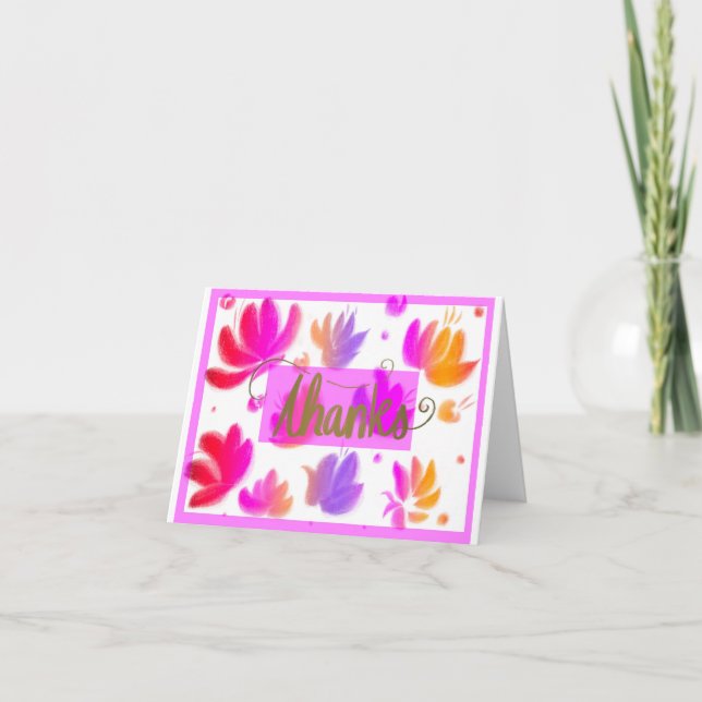 Adorable Carte de remerciements floral et or (Devant)