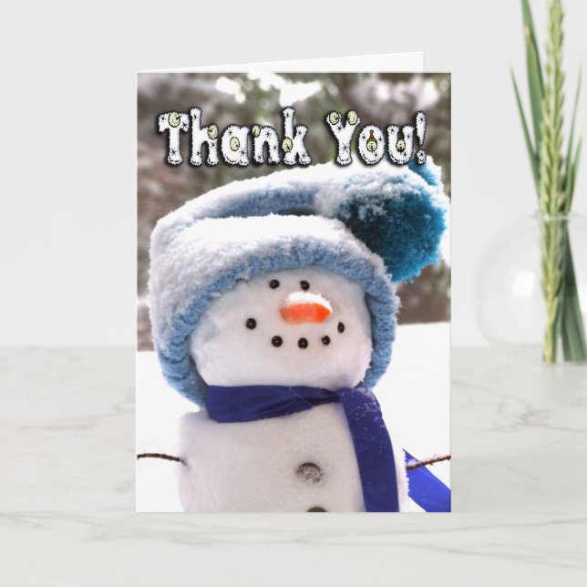 Adorable Carte de remerciements Snowman artisanal (Devant)
