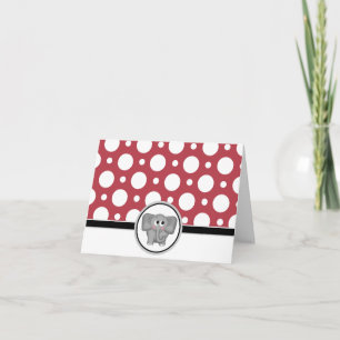 Adorable carte éléphante personnalisée Red Polka D