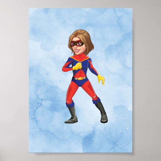 Adorable Cartoon Girl Imprimable Poster Wall Art (Devant)