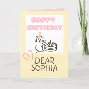 Adorable Cat&Cake Bonne carte d'anniversaire