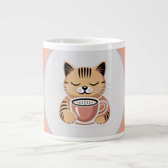 Adorable Cat with Coffee Mug | Cozy Cat Lover Gift (Devant)