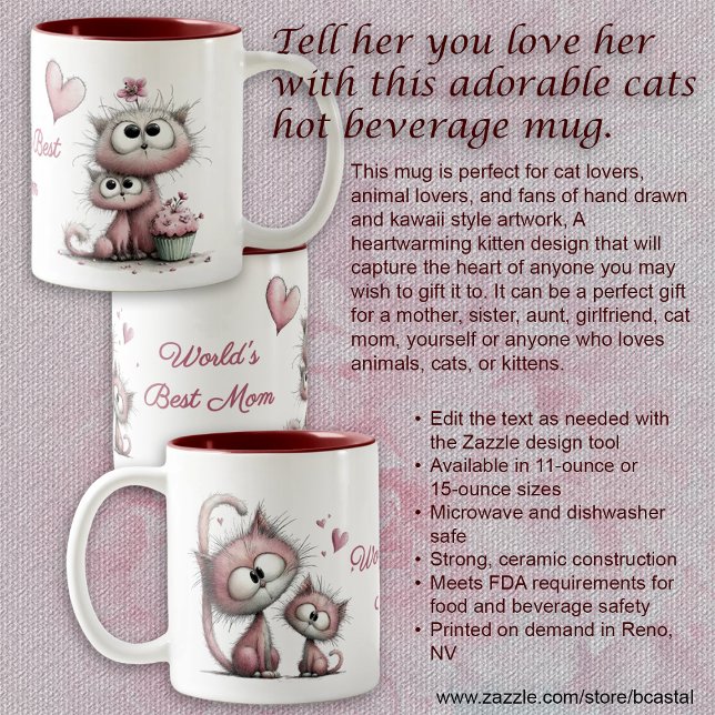 Adorable Cats Illustrations Mug (Créateur téléchargé)