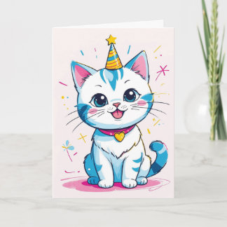 Adorable Chat d'Anniversaire - Carte enfant person