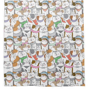Adorable Chat Motif rideau de douche
