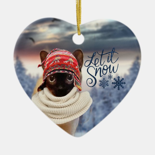 Adorable chat Tonkinese père Noël ornements de Noë (Devant)