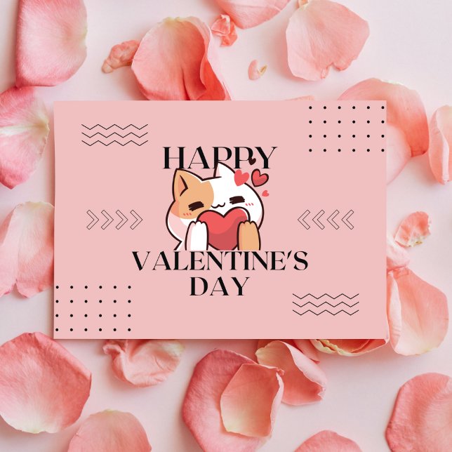 Adorable Chat Valentine's Day Carte postale (Créateur téléchargé)