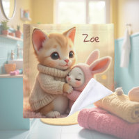 adorable chaton et petit lapin bébé, personnalisé