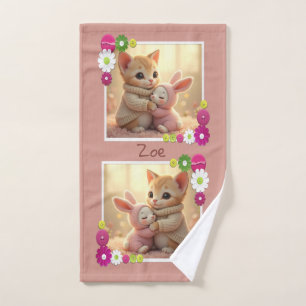 adorable chaton et petit lapin bébé, personnalisé