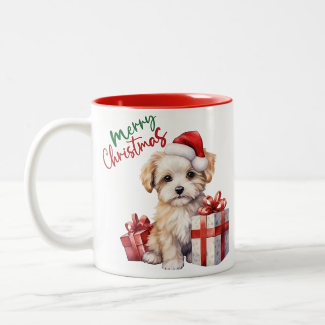 Adorable chien de Noël Mug (Gauche)