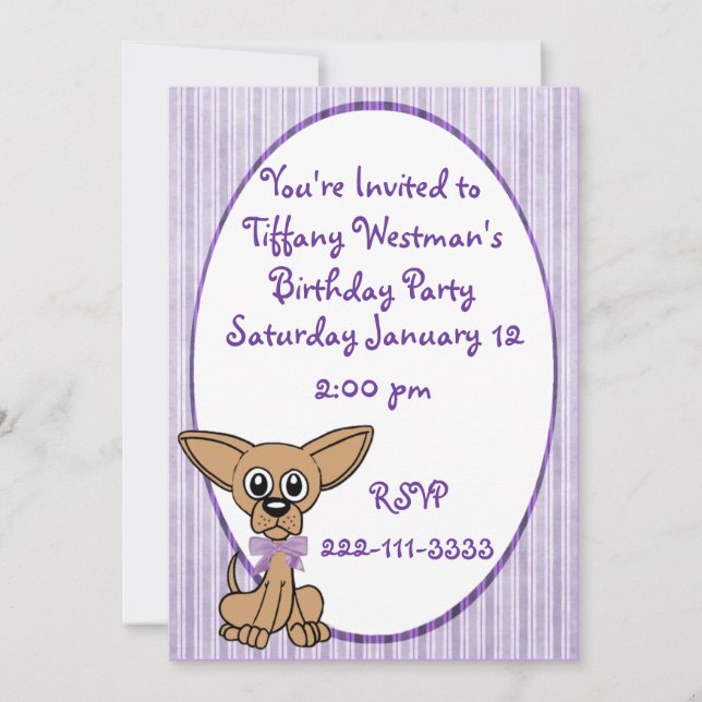Adorable chien enfant Invitation d'anniversaire (Devant)