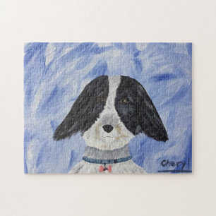 adorable Chien noir blanc Jigsaw Puzzles