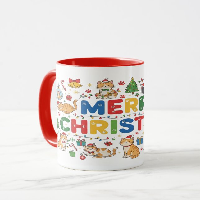 Adorable Christmas Cat Mug Gift for Cat Lovers (Devant gauche)