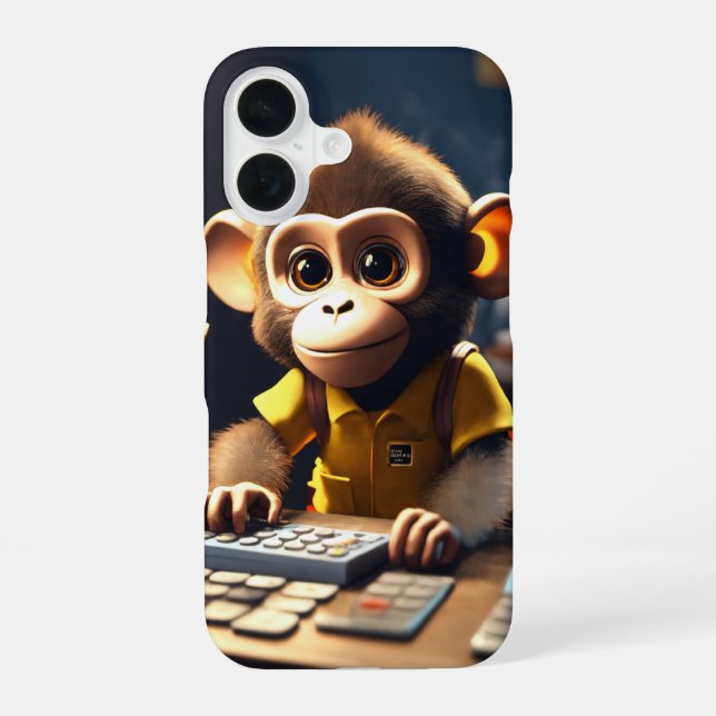Adorable comptable singe iPhone 16 Coque (Verso)