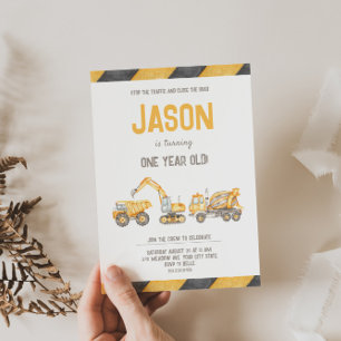 Adorable Construction Anniversaire Invitation