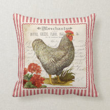 Adorable coussin de coq vintage noir et blanc