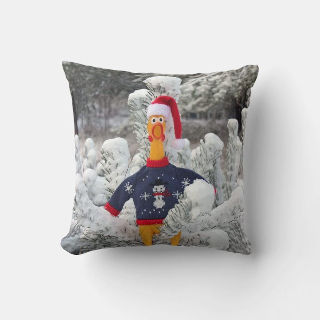 Adorable Coussin de Noël d'hiver de poulet! (Recto)