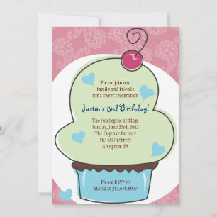 Adorable Cupcake Anniversaire Fête Invitation