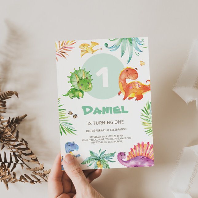 Adorable Dino Thématique Anniversaire Invitation (Créateur téléchargé)
