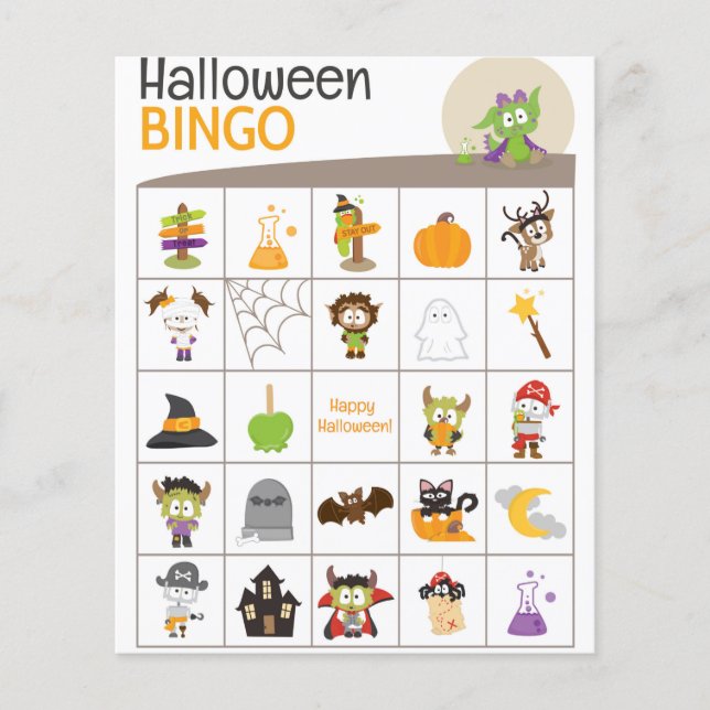 Adorable Dragon Halloween BINGO Board! (Devant)