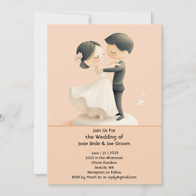 Adorable duo de danse faire-part de mariage (Devant)