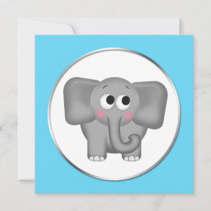 Adorable éléphant - Aqua Baby Shower Invitations